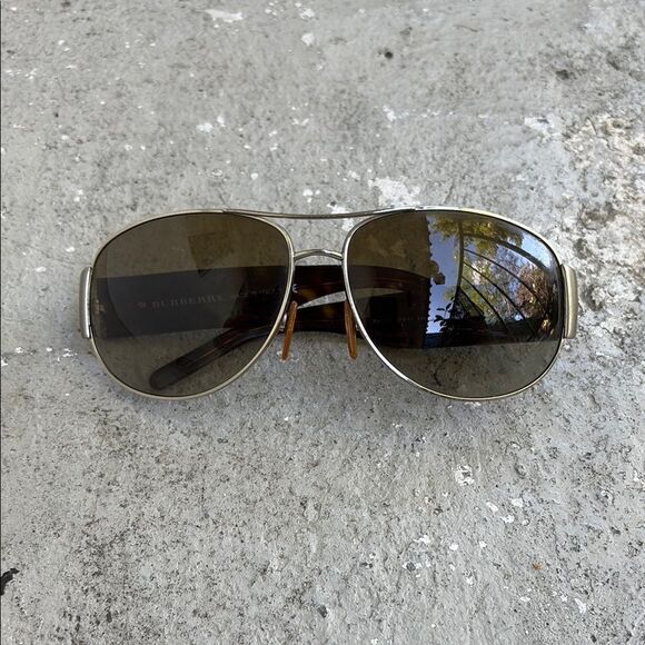 Burberry Aviator Sunglasses - Silver and Brown - Picture 1 of 4